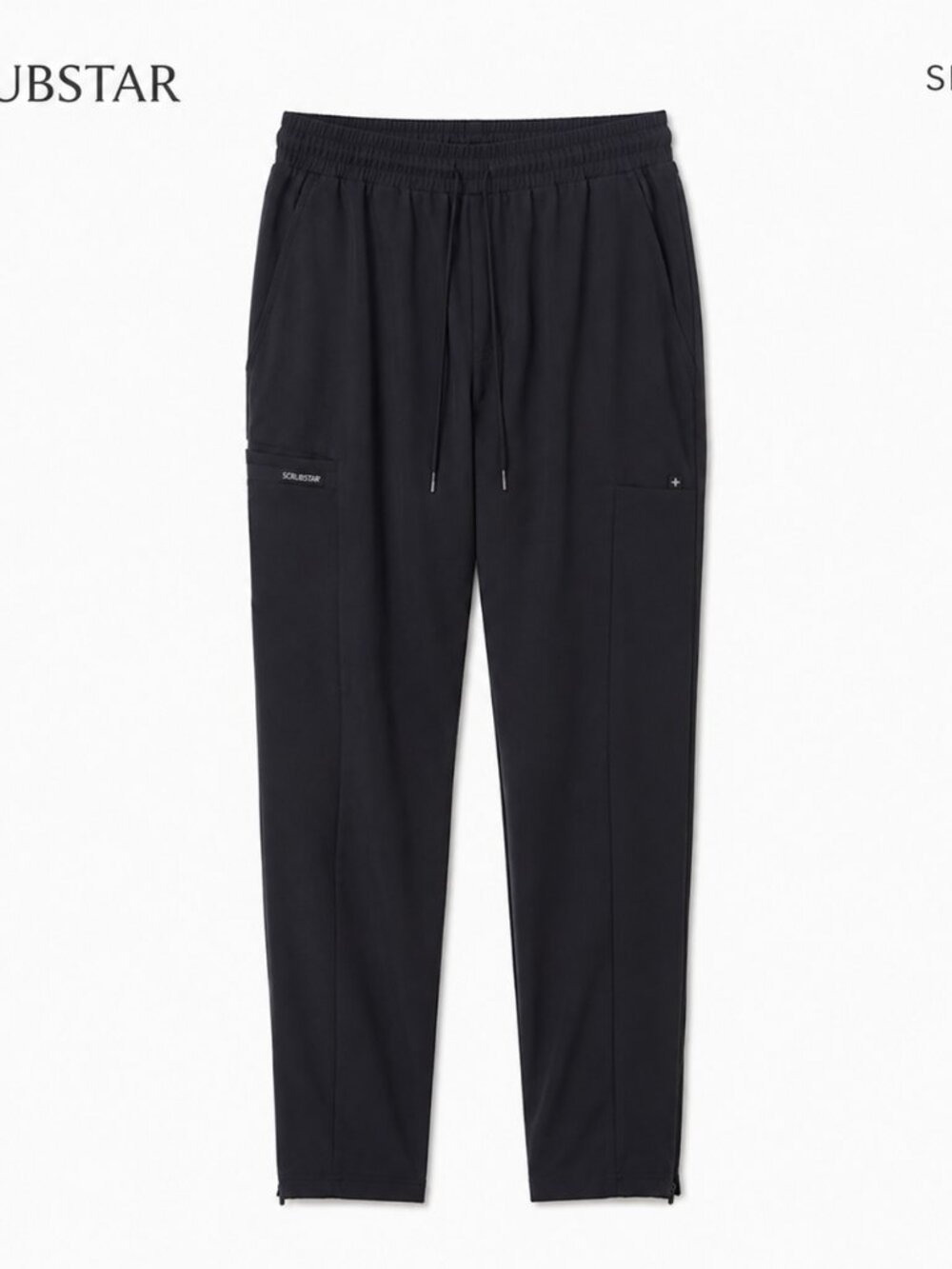 ScrubStar Size Large Black Jogger Scrub Pants Elastic Waist Drawstring Stretch